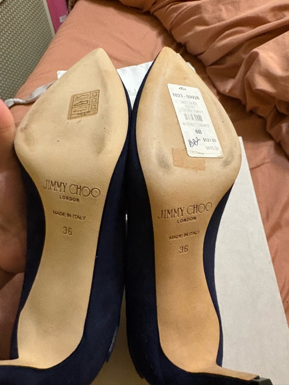 Jimmy Choo Dark Blue T-Strap Heels - Picture 12 of 15